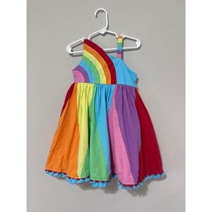 Cotton Kids Rainbow Twirl Dress Lined Toddler Girl 3T Colorful Bright